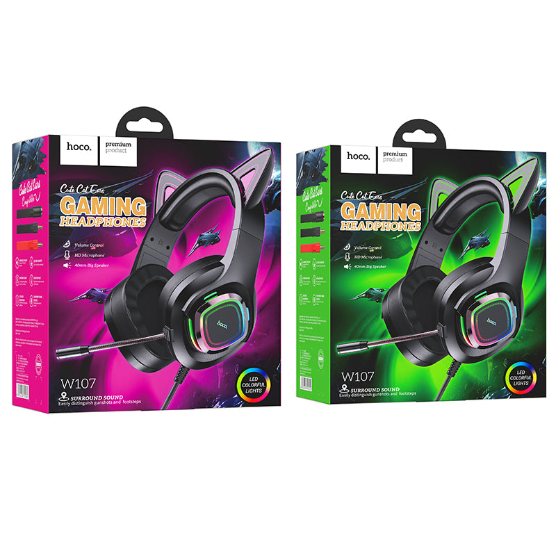 W107 Luminous Cute Cat Ears Gaming Headphones - hocotech