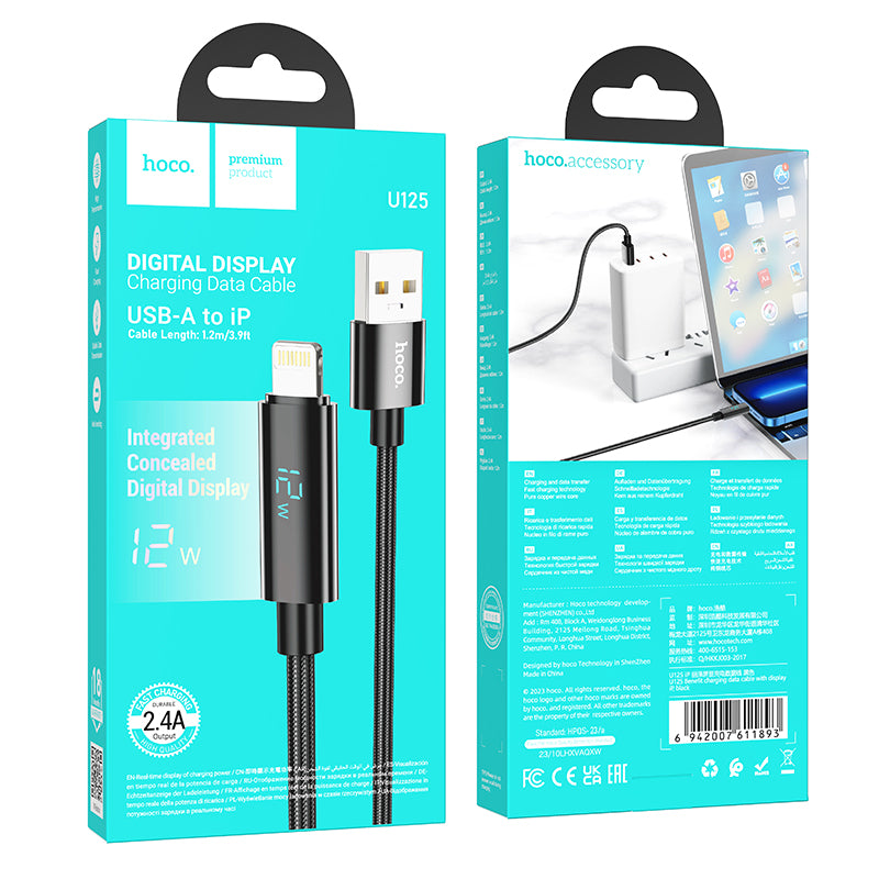 U125 Charging Data Cable with Digital Display iP - hocotech