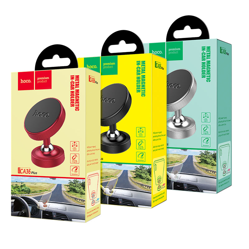 CA36 Plus Metal Magnetic Car Holder for Center Console (Black, Silver Color) - hocotech