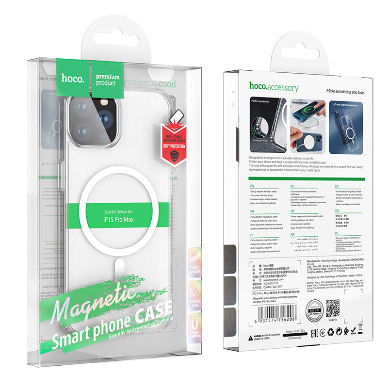Magnetic Smart Phone Case Anti-Fall for iPhone 15 Pro Max Transparent - hocotech