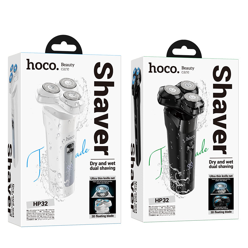 HP32 Dry and Wet Three-Blade Electric Dual Shaver (Black, White Color) - hocotech