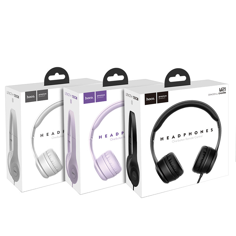 W21 Wire Control Headphones with Microphone - hocotech