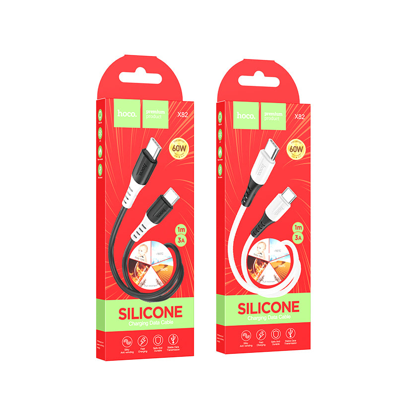X82 Type-C to Type-C 60W Silicone Charging Data Cable - hocotech
