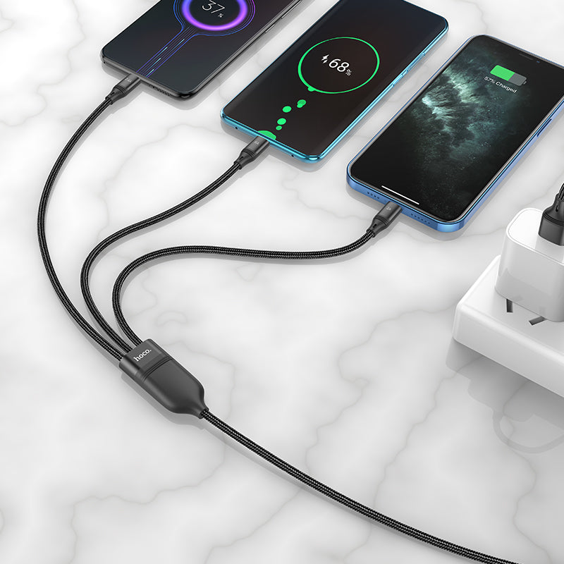 U104 3-in-1 Ultra 6A Fast Charging Data Cable for iP+Micro+Type-C