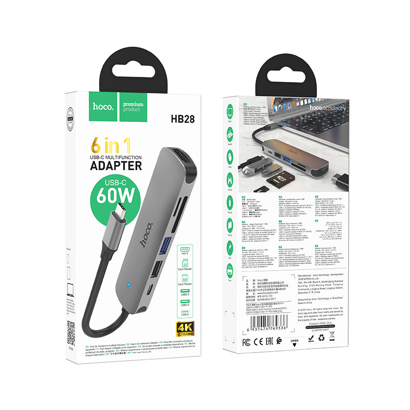 HB28 Type-C Multi-function Converter (HDTV+USB3.0+USB2.0+SD+TF+PD) - hocotech