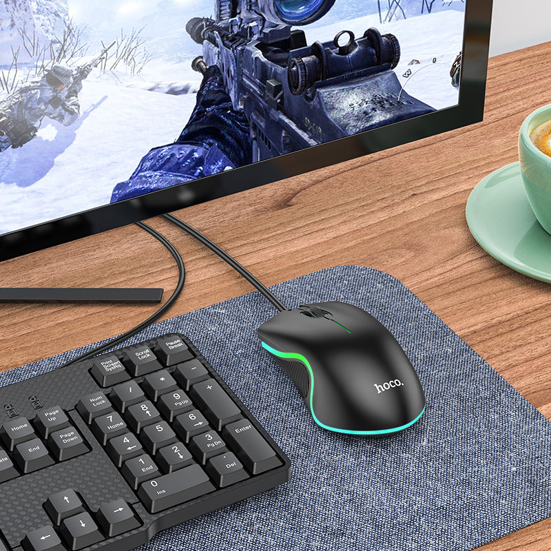 GM19 Enjoy Gaming Luminous LED Wired Mouse (Black Color) - hocotech