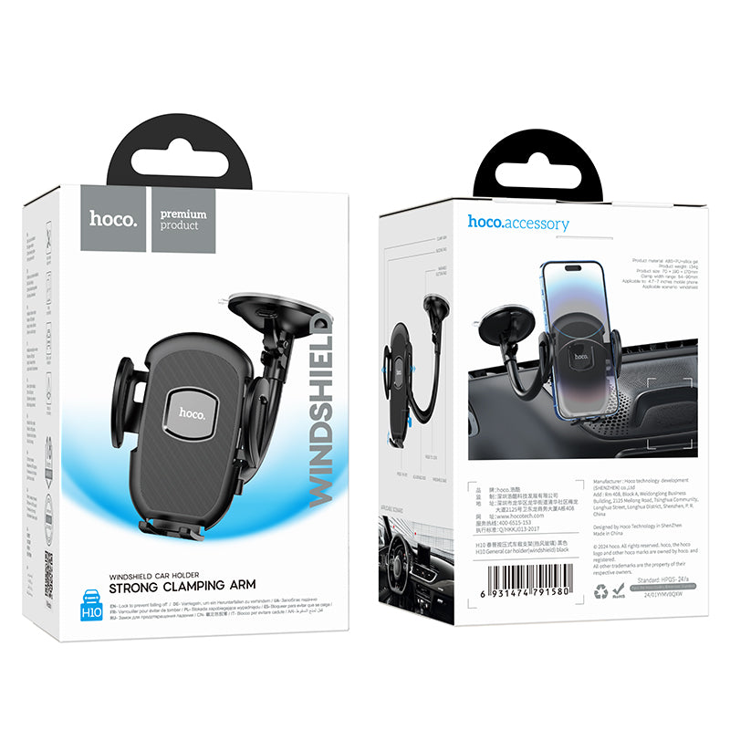 H10 Car Phone Holder Windshield / Dashboard Black Color - hocotech