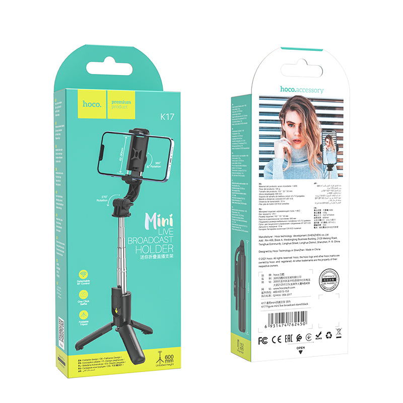 K17 Figure Mini Live Broadcast Phone Holder Tripod Black Color - hocotech