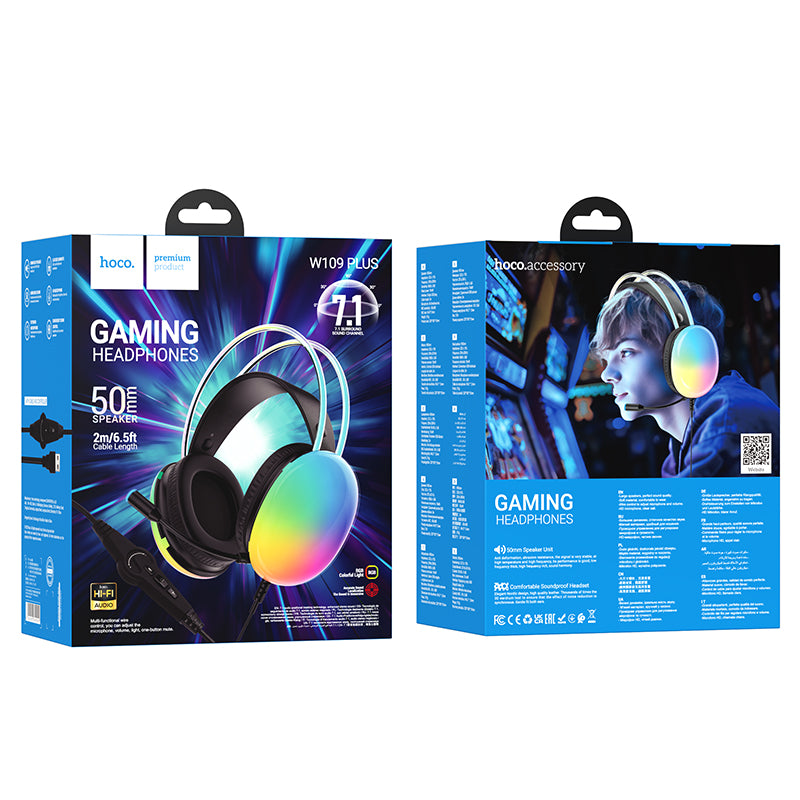 W109 Luminous Plus Rich USB7.1 Channel Gaming Headphones - hocotech