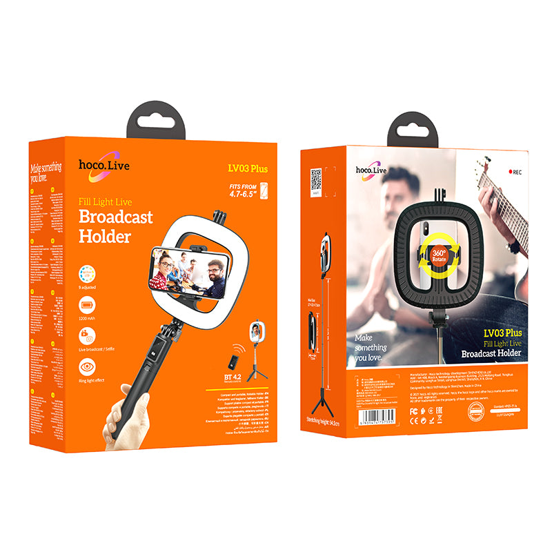 LV03 Plus Fill Light Live Streaming Stand Black Color - hocotech