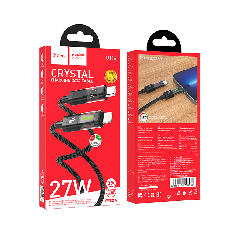 U116 iP PD Transparent Charging Data Cable - hocotech
