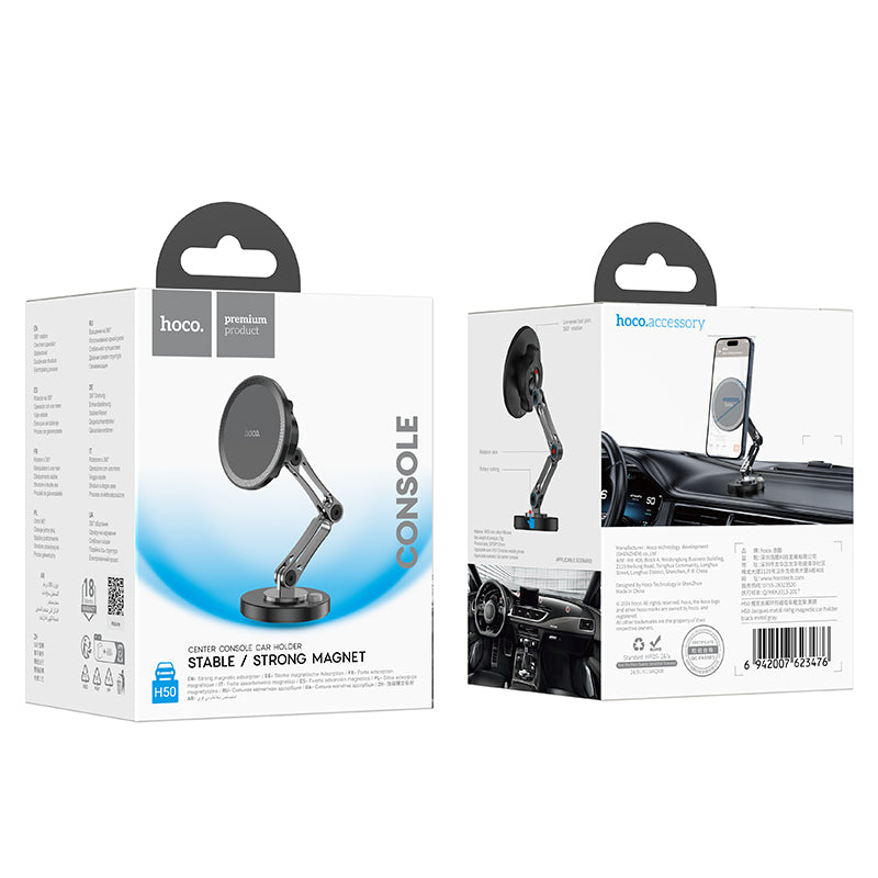 H50 Jacques Metal Ring Magnetic Car Phone Holder Dashboard Metal Gray Color - hocotech