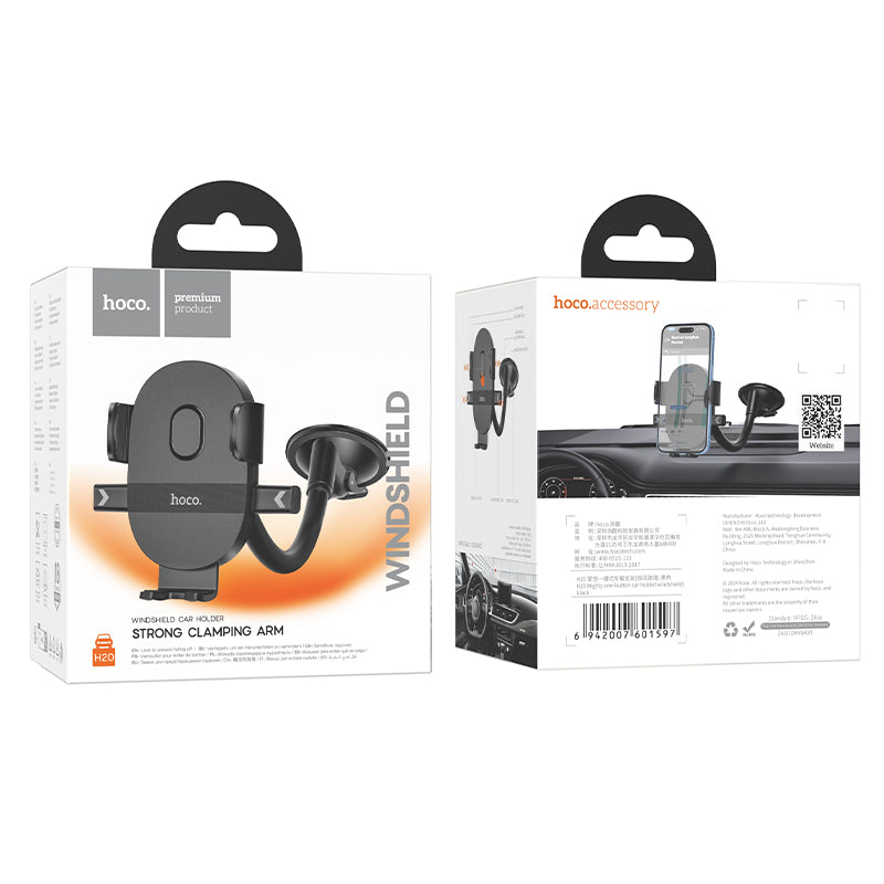 H20 Mighty One-button Car Phone Holder Windshield Black Color - hocotech