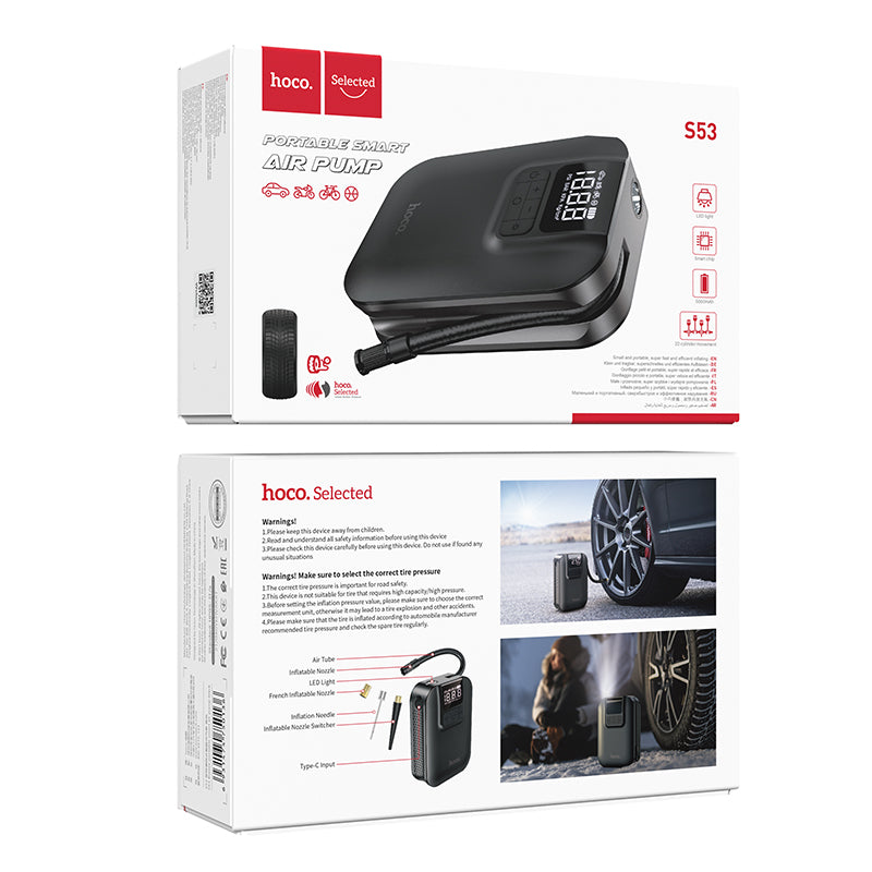 S53 Breeze Portable Smart Air Pump Black Color - hocotech