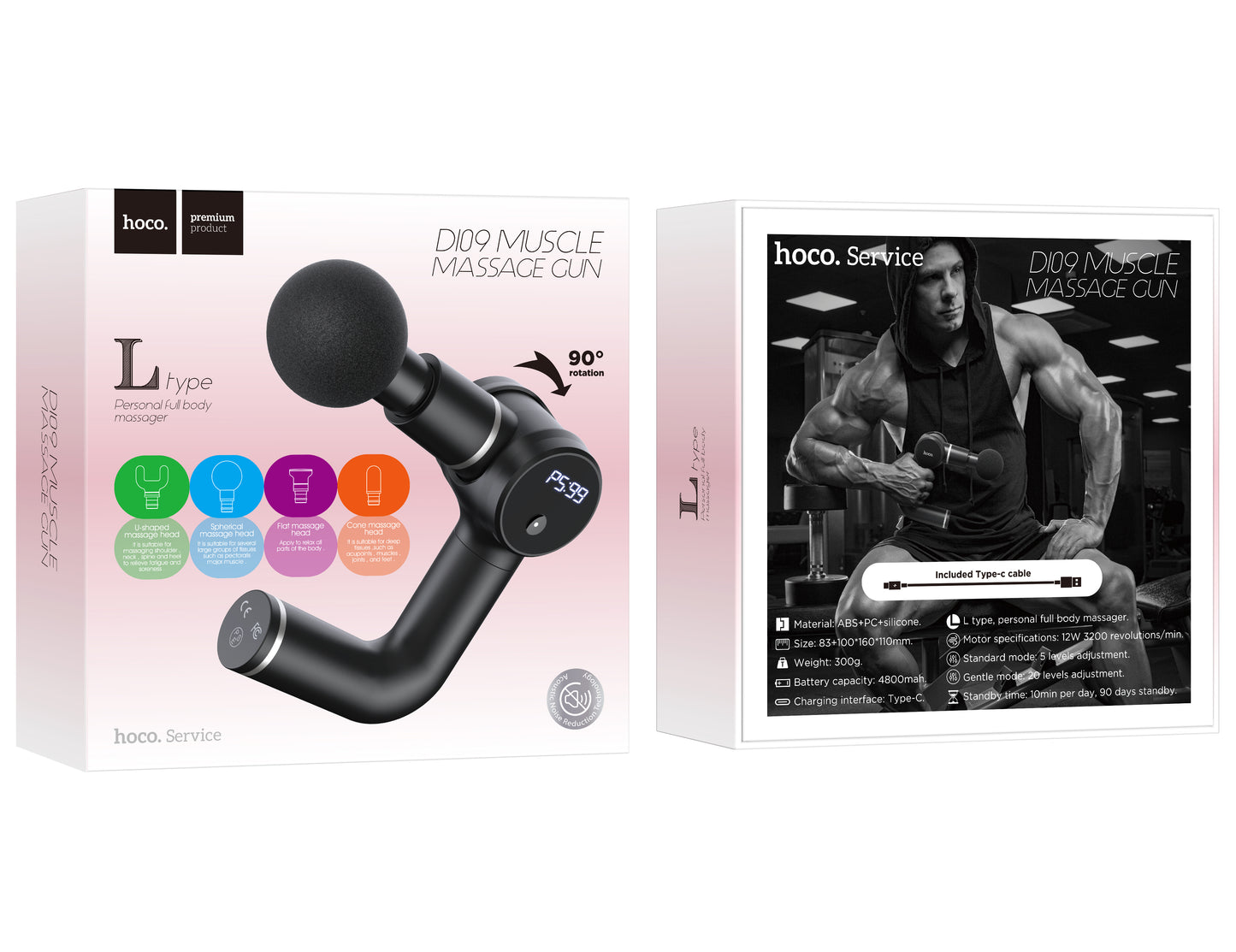 HOCO DI09 Fascia Gun Muscle Massager Black Color - hocotech