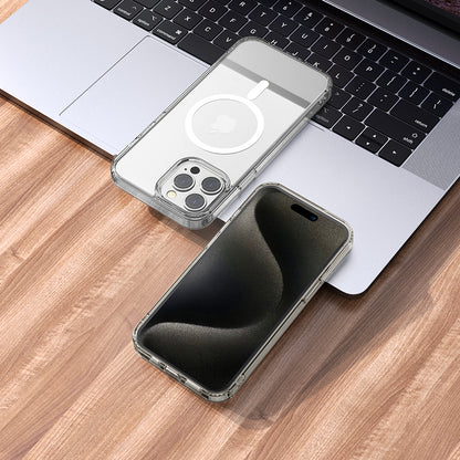 Magnetic Smart Phone Case Anti-Fall for iPhone 15 Pro Transparent - hocotech