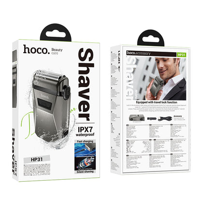 HP31 Zinc Alloy Waterproof Double-Razor Shaver (Silver, Metal Gray Color) - hocotech