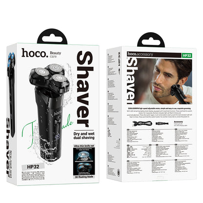 HP32 Dry and Wet Three-Blade Electric Dual Shaver (Black, White Color) - hocotech