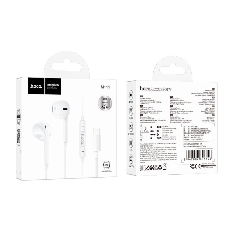 M111 Primero Digital Headset iP Call Support White Color - hocotech