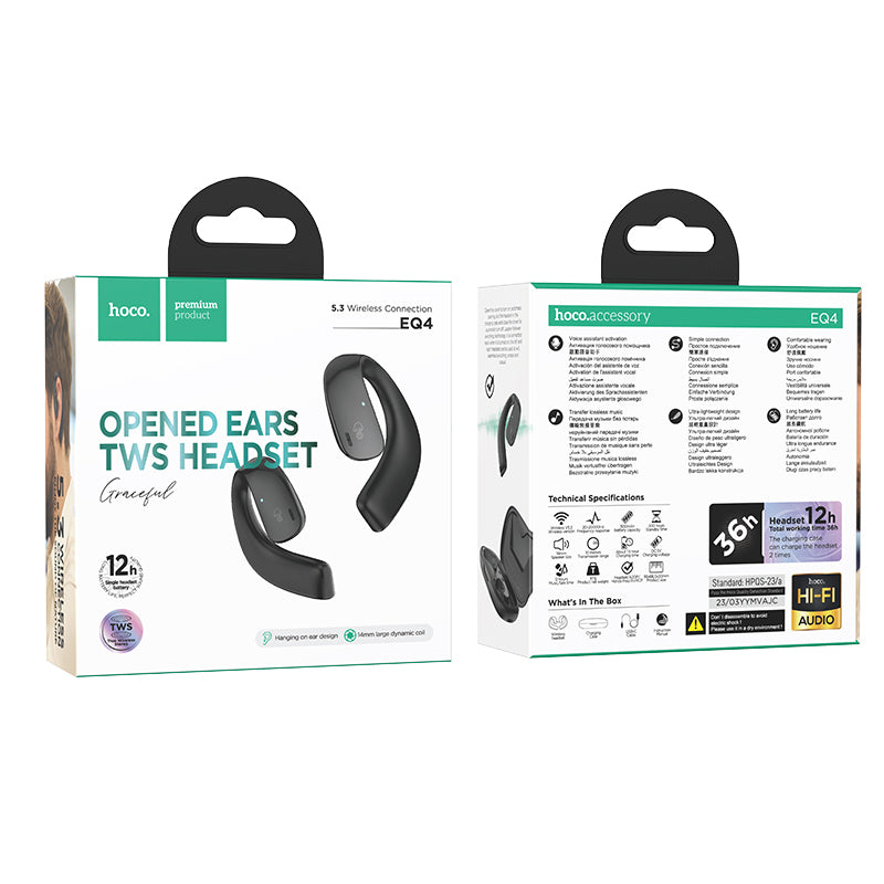 EQ4 Graceful True Wireless Bluetoth Headset (Black, White Color) - hocotech
