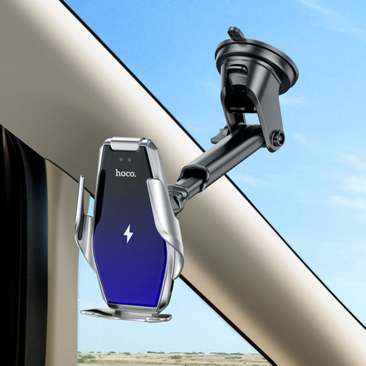 S14 Wireless Fast Charge Automatic Induction In-Car Holder Silver Color - hocotech