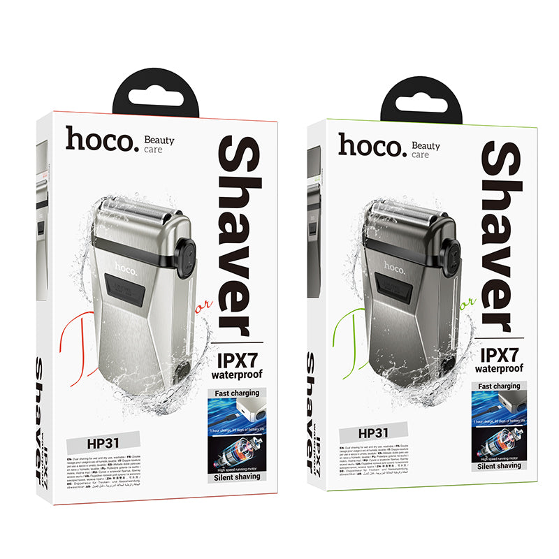 HP31 Zinc Alloy Waterproof Double-Razor Shaver (Silver, Metal Gray Color) - hocotech