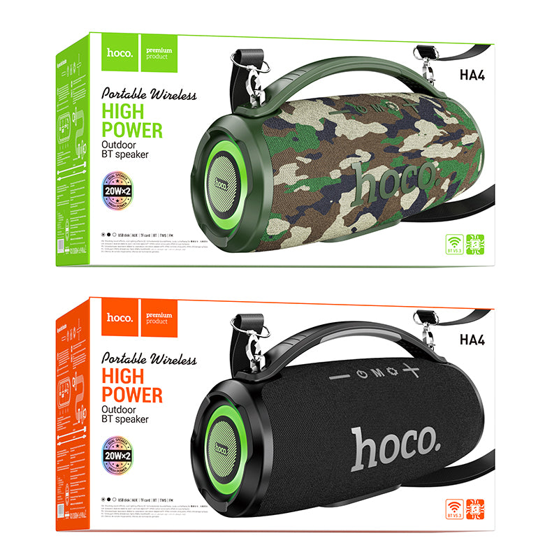 HA4 Powerfull Outdoor Bluetooth Speaker (Black & Camouflage Green Color) - hocotech