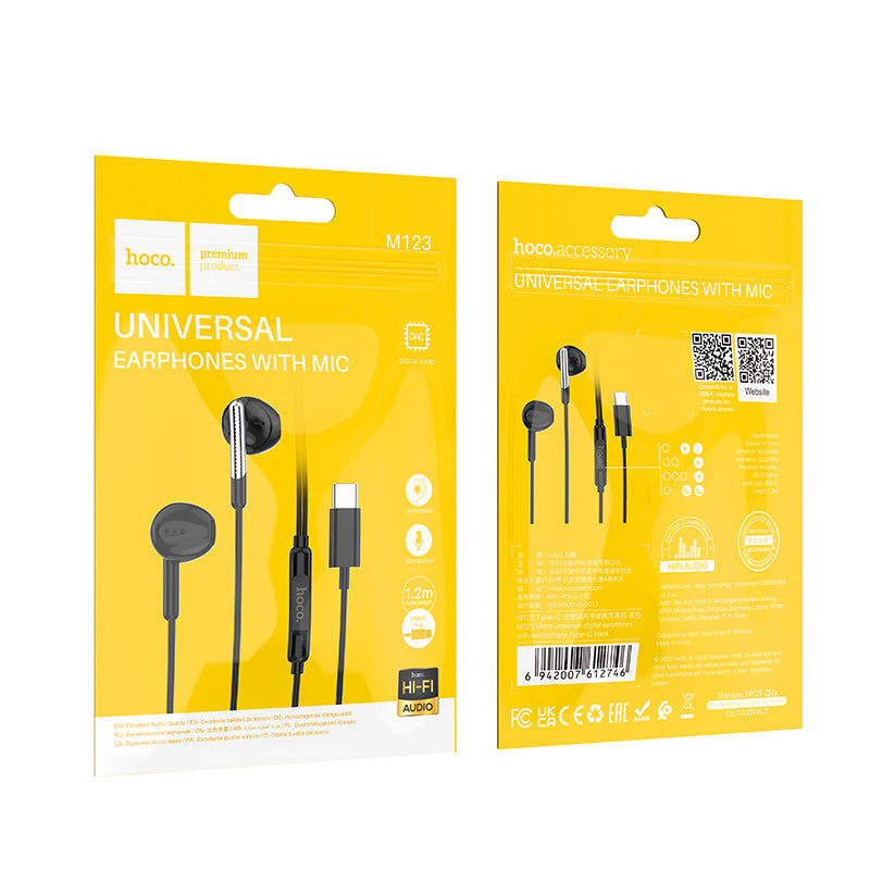 M123 Glory Universal Digital Earphones with Microphone Type-C - hocotech