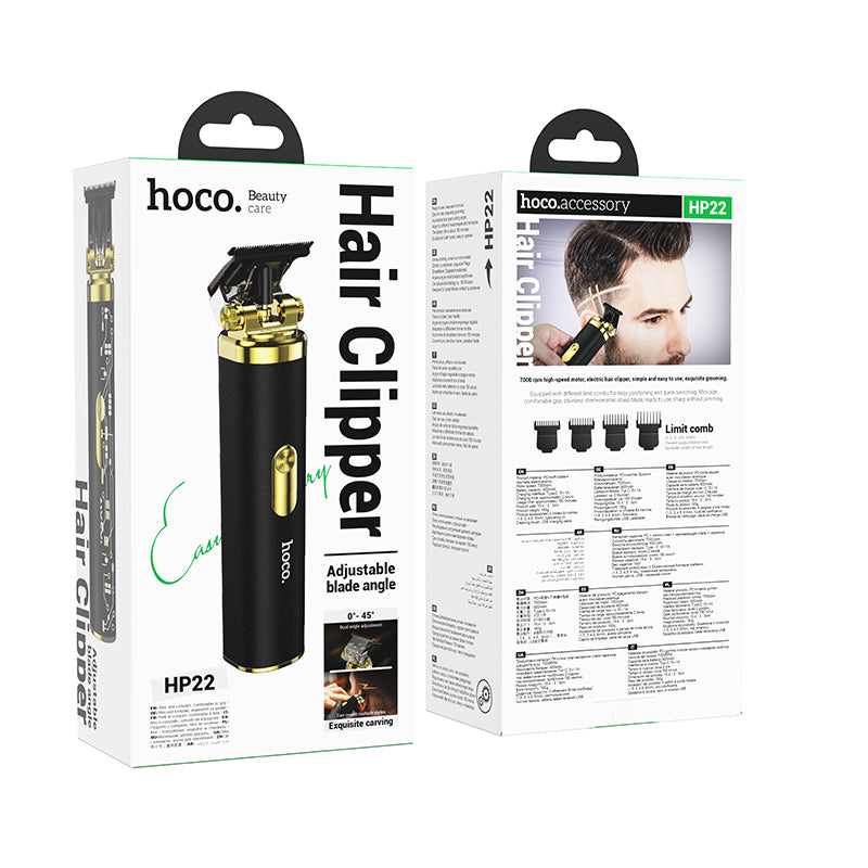 HP22 Retro Design Engraving Electric Hair Clipper Black & Gold Color - hocotech