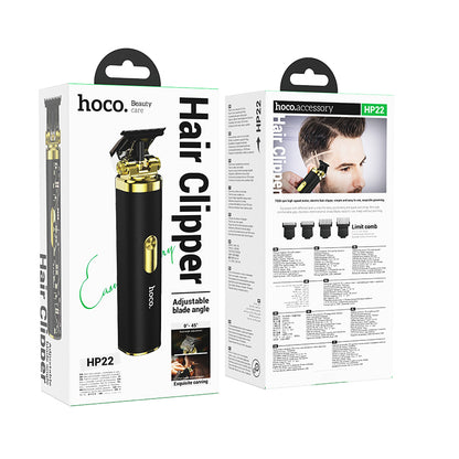 HP22 Retro Design Engraving Electric Hair Clipper Black & Gold Color - hocotech