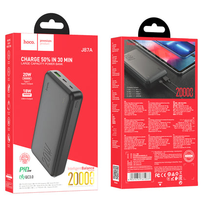 J87A Tacker Large Capacity Power Bank PD20W+QC3.0 20000mAh (Black, White Color) - hocotech