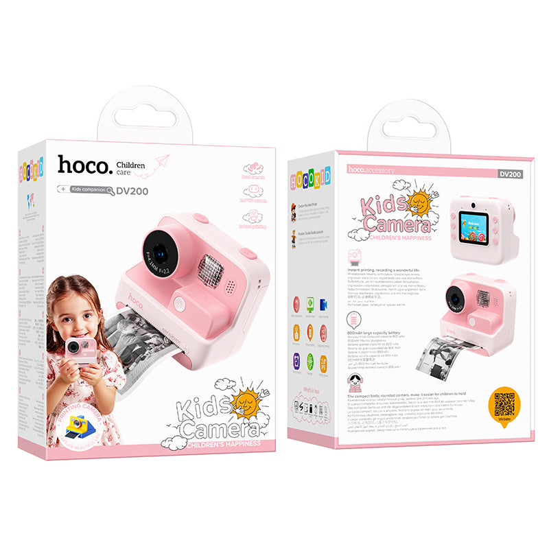 DV200 Dual Lens Children Printing Camera (Pink, Orange Color) - hocotech