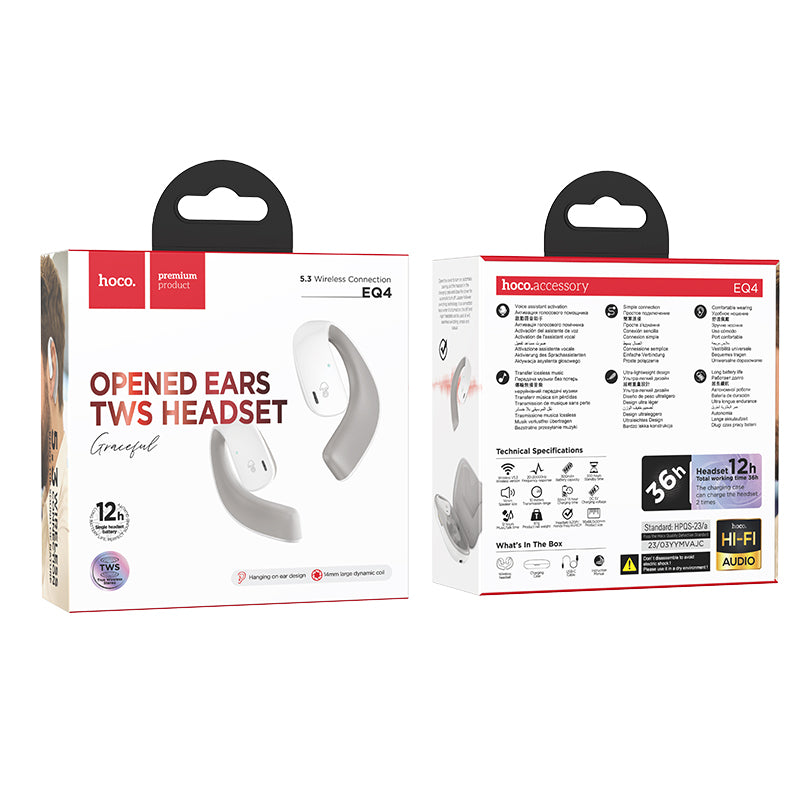 EQ4 Graceful True Wireless Bluetoth Headset (Black, White Color) - hocotech