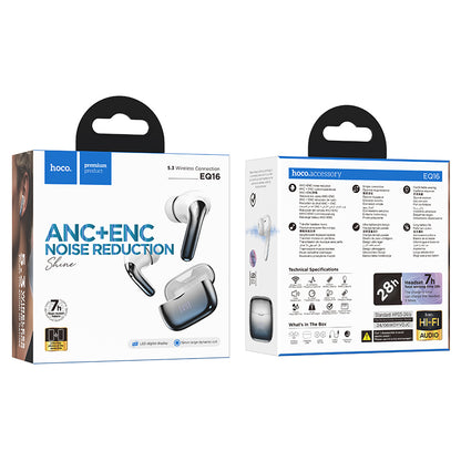EQ16 Shine true wireless ANC+ENC Noise Reduction BT Headset (Black, Red, Blue, Purple Glaze Color) - hocotech