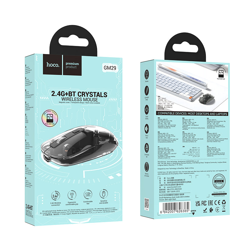 GM29 Mysterious Dual-mode Silent Wireless Mouse (Black, White, Purple Color) - hocotech