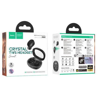 EQ3 Smart True Wireless Bluetooth Headset (Black, Purple, White, Beige Color) - hocotech