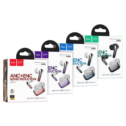 EQ16 Shine true wireless ANC+ENC Noise Reduction BT Headset (Black, Red, Blue, Purple Glaze Color) - hocotech