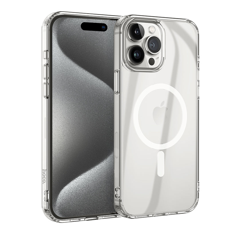 Magnetic Smart Phone Case Anti-Fall for iPhone 15 Pro Transparent - hocotech