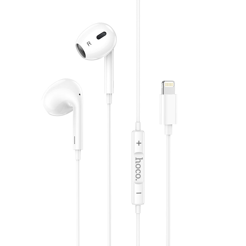 M1 Max Wired Crystal Earphones for iP with Microphone White Color - hocotech