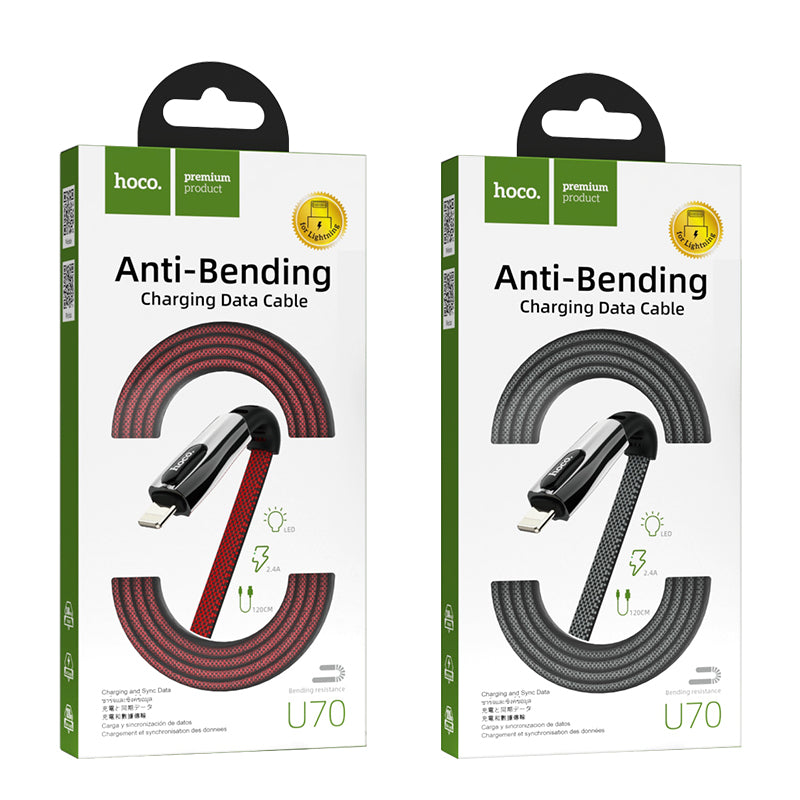 U70 Splendor Anti-Bending Charging Data Cable for iP - hocotech
