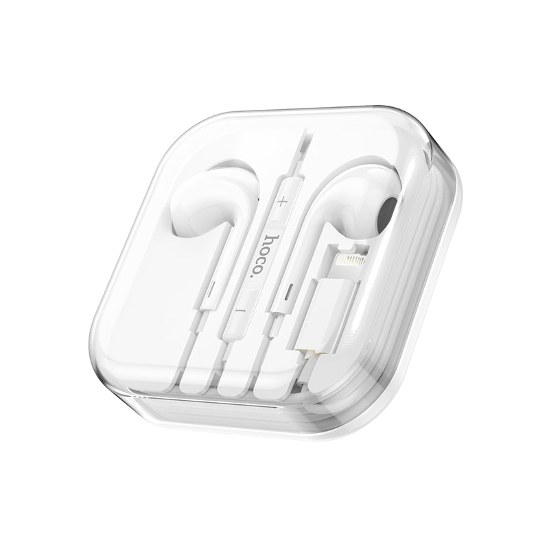 M1 Max Wired Crystal Earphones for iP with Microphone White Color - hocotech