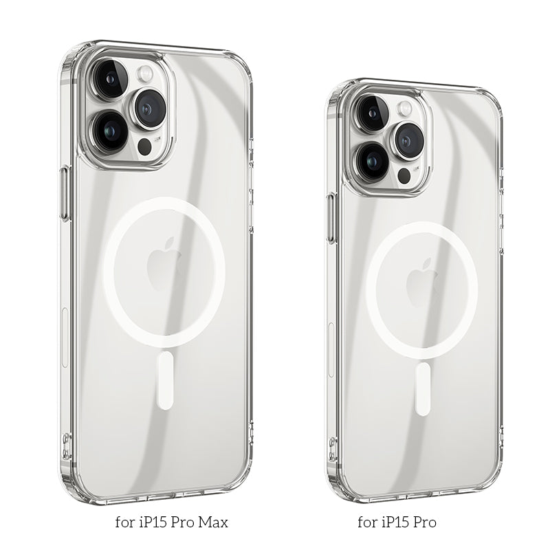 Magnetic Smart Phone Case Anti-Fall for iPhone 15 Pro Transparent - hocotech