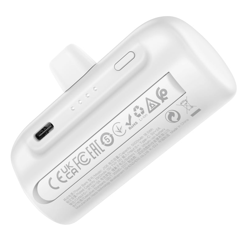 J106 Pocket Power Bank with Folding Stand iP 5000mAh (Black, White Color) - hocotech