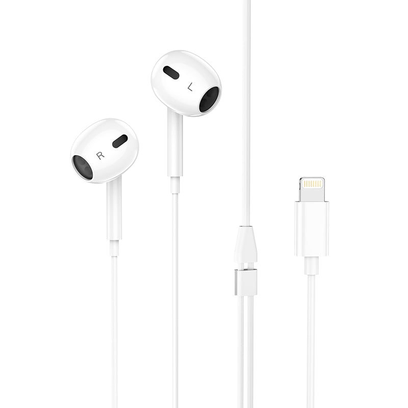 M1 Max Wired Crystal Earphones for iP with Microphone White Color - hocotech