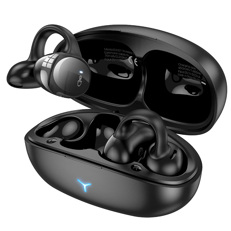 EW57 Auspicious Clip-on True Wireless Bluetooth Headset (Black,White Color) - hocotech