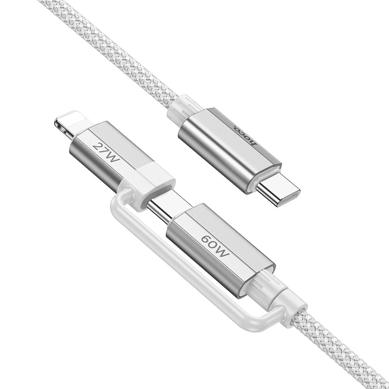 U134 Primero 2-in-1 Fast Charging Braided Data Cable Type-C to Type-CiP (L=1.2M) - hocotech