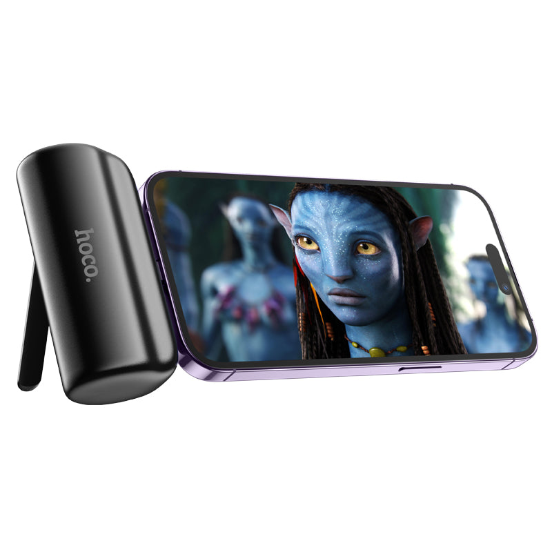 J106 Pocket Power Bank with Folding Stand iP 5000mAh (Black, White Color) - hocotech