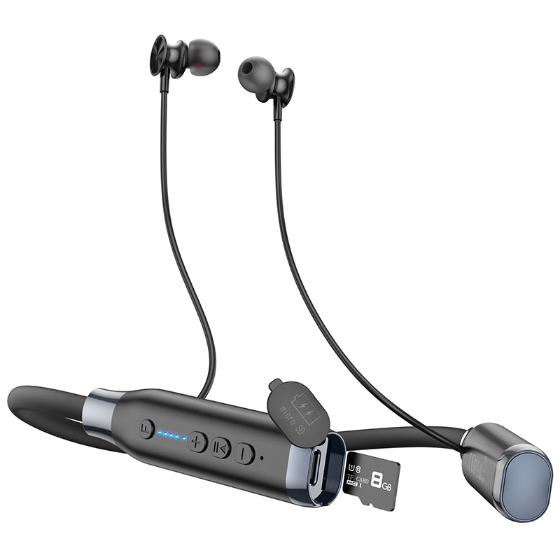 ES62 Pretty Neck-hang Bluetooth Earphones (Black, Silver Color) - hocotech