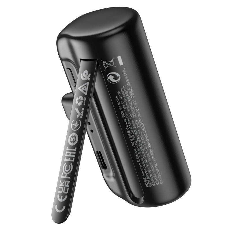 J106 Pocket Power Bank with Folding Stand iP 5000mAh (Black, White Color) - hocotech