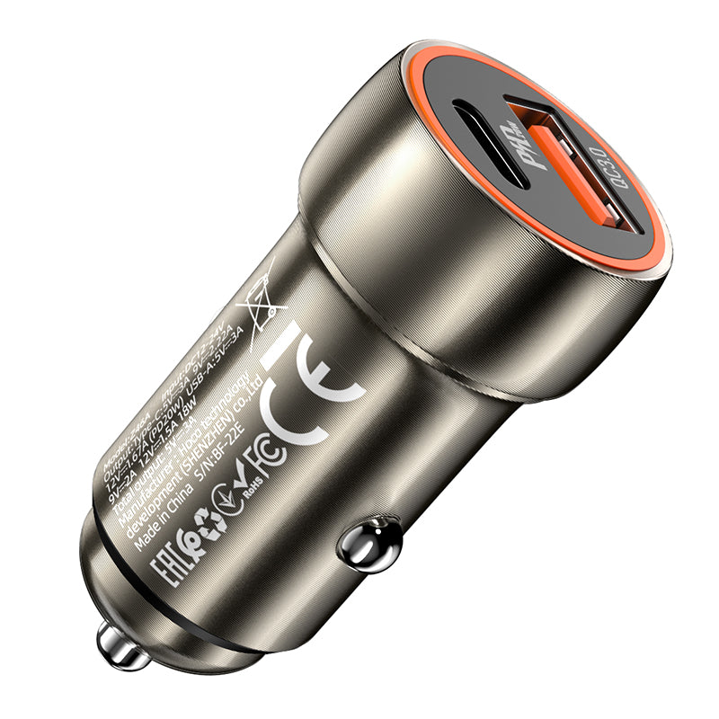 Z46A Blue Whale PD20W+QC3.0 Сar Сharger Metal Gray - hocotech